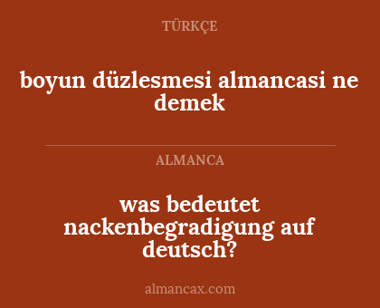 boyun düzlesmesi almancasi ne demek - was bedeutet nackenbegradigung auf deutsch?