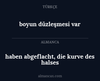 boyun düzleşmesi var - haben abgeflacht, die kurve des halses
