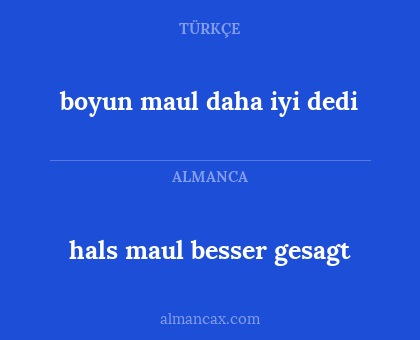 hals maul besser gesagt - boyun maul daha iyi dedi