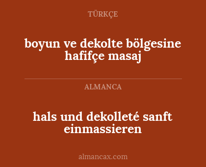 boyun ve dekolte bölgesine hafifçe masaj - hals und dekolleté sanft einmassieren