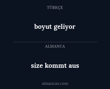 boyut geliyor - size kommt aus