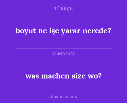 boyut ne işe yarar nerede? - was machen size wo?