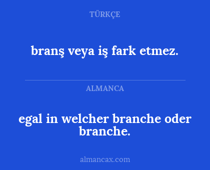 egal in welcher branche oder branche. - branş veya iş fark etmez.