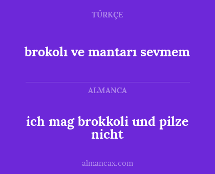 ich mag brokkoli und pilze nicht - brokolı ve mantarı sevmem