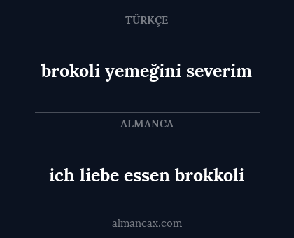 brokoli yemeğini severim - ich liebe essen brokkoli