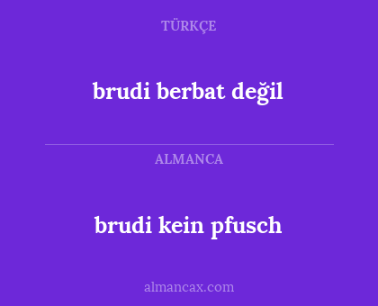 brudi kein pfusch - brudi berbat değil