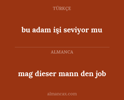 bu adam işi seviyor mu - mag dieser mann den job