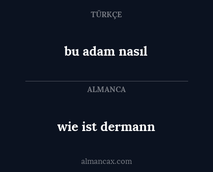 bu adam nasıl - wie ist dermann