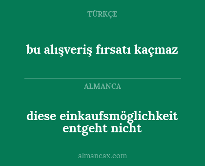 bu alışveriş fırsatı kaçmaz - diese einkaufsmöglichkeit entgeht nicht