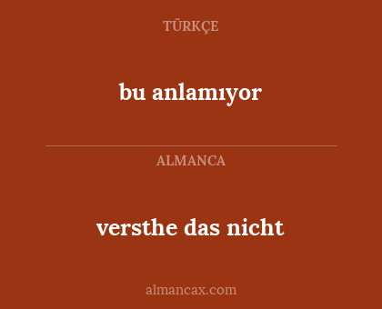 bu anlamıyor - versthe das nicht