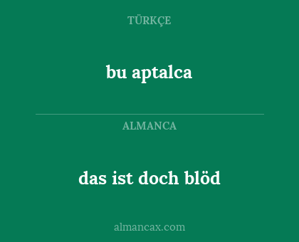 bu aptalca - das ist doch blöd