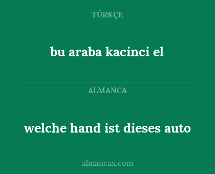 bu araba kacinci el - welche hand ist dieses auto