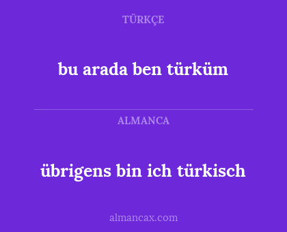 bu arada ben türküm - übrigens bin ich türkisch