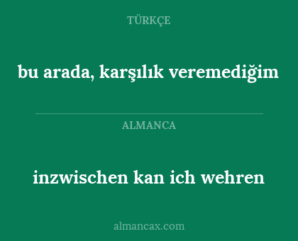 inzwischen kan ich wehren - bu arada, karşılık veremediğim