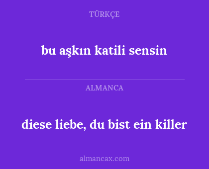bu aşkın katili sensin - diese liebe, du bist ein killer