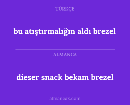 bu atıştırmalığın aldı brezel - dieser snack bekam brezel