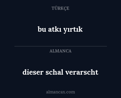 dieser schal verarscht - bu atkı yırtık