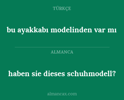 haben sie dieses schuhmodell? - bu ayakkabı modelinden var mı