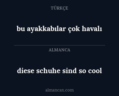 diese schuhe sind so cool - bu ayakkabılar çok havalı