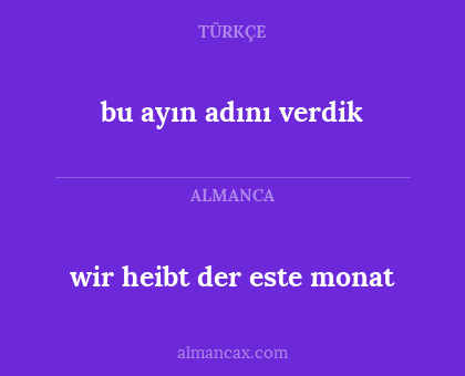 bu ayın adını verdik - wir heibt der este monat