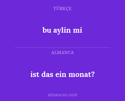 ist das ein monat? - bu aylin mi