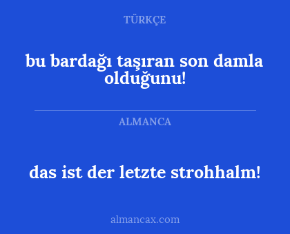 bu bardağı taşıran son damla olduğunu! - das ist der letzte strohhalm!