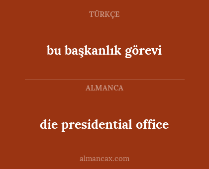 die presidential office - bu başkanlık görevi