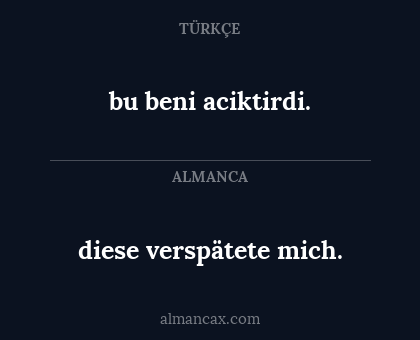 diese verspätete mich. - bu beni aciktirdi.
