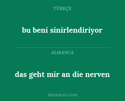 bu beni sinirlendiriyor - das geht mir an die nerven