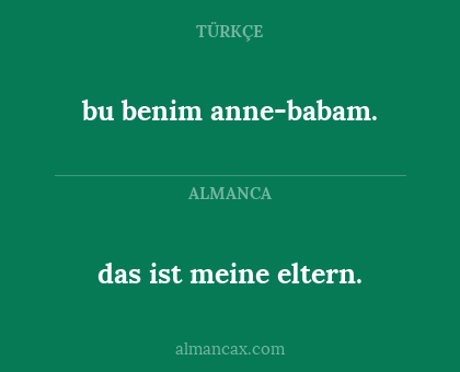 das ist meine eltern. - bu benim anne-babam.