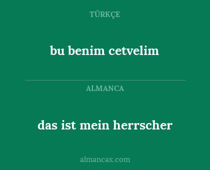 bu benim cetvelim - das ist mein herrscher