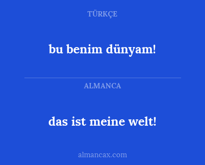bu benim dünyam! - das ist meine welt!