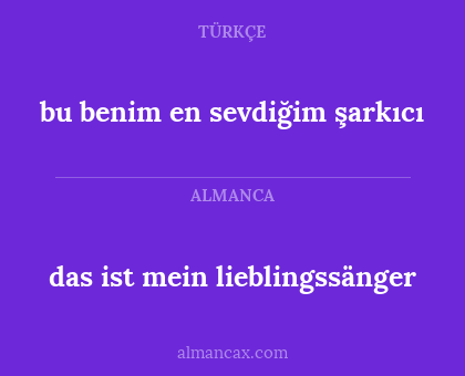 das ist mein lieblingssänger - bu benim en sevdiğim şarkıcı