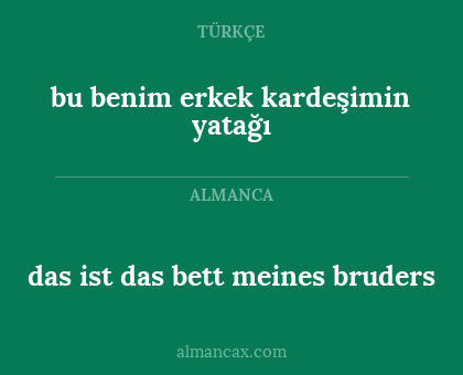 bu benim erkek kardeşimin yatağı - das ist das bett meines bruders