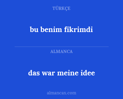 bu benim fikrimdi - das war meine idee
