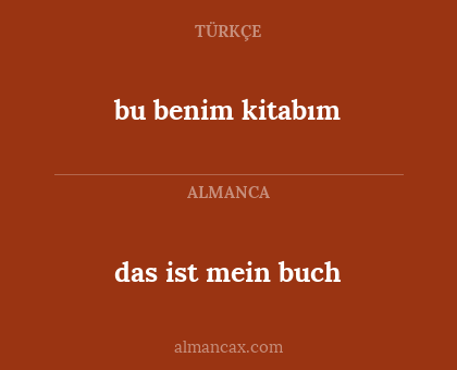 bu benim kitabım - das ist mein buch