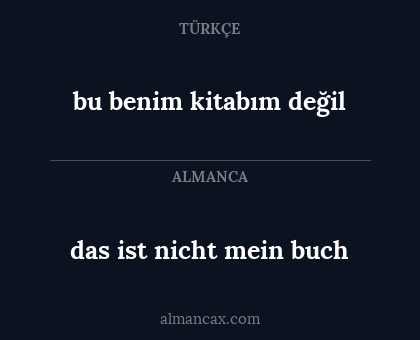 bu benim kitabım değil - das ist nicht mein buch