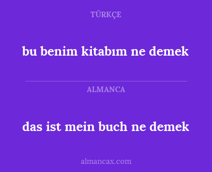 bu benim kitabım ne demek - das ist mein buch ne demek