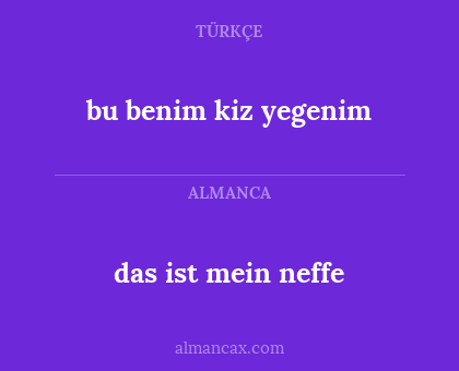 das ist mein neffe - bu benim kiz yegenim