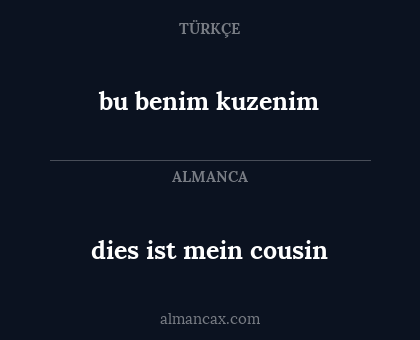 dies ist mein cousin - bu benim kuzenim