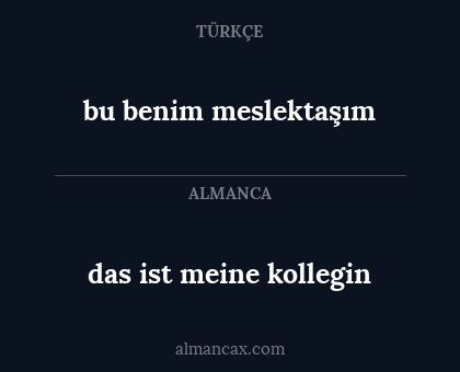 bu benim meslektaşım - das ist meine kollegin