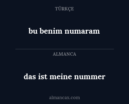 bu benim numaram - das ist meine nummer