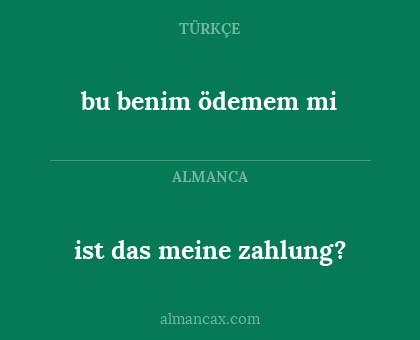 ist das meine zahlung? - bu benim ödemem mi