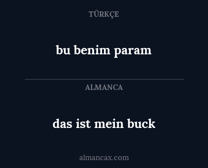 bu benim param - das ist mein buck