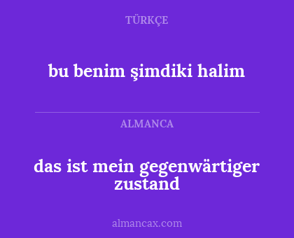 das ist mein gegenwärtiger zustand - bu benim şimdiki halim