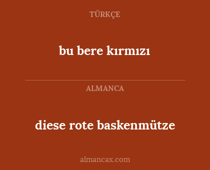 diese rote baskenmütze - bu bere kırmızı