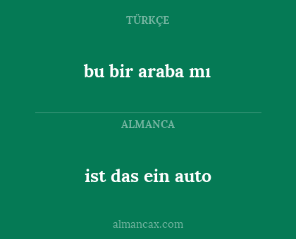 bu bir araba mı - ist das ein auto