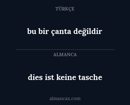bu bir çanta değildir - dies ist keine tasche