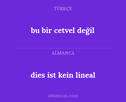 bu bir cetvel değil - dies ist kein lineal