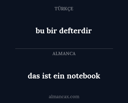 bu bir defterdir - das ist ein notebook